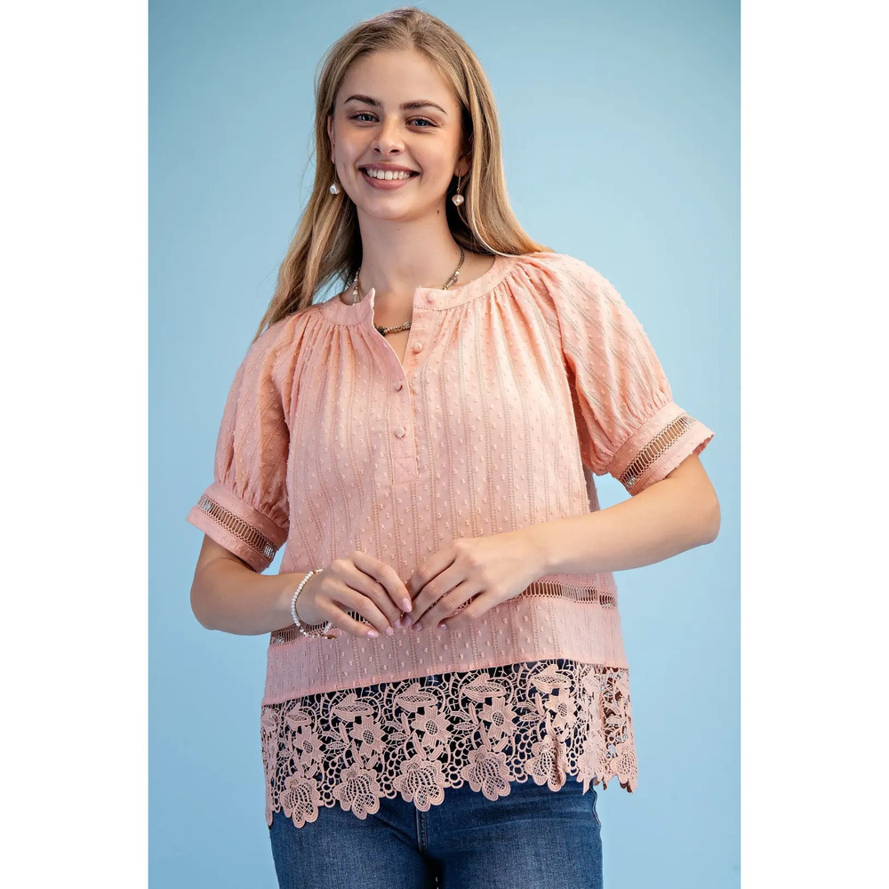 TY1166 P GiGio Textured Half Button Blouse Various Sizes